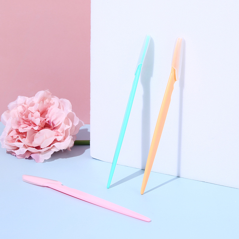 Cuchillo para recortar cejas de 3 piezas con mango, cuchillo para recortar cejas de acero inoxidable, cuchillo para recortar cejas, juego de cuchillos para recortar cejas para principiantes