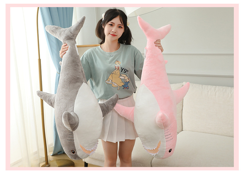 Ah Wu Shark Plush Pillow Toy, Realistic Large Shark Doll, Long Sleeping Leg-Cuddle Pillow, Birthday Gift for Women