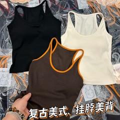 秋冬吊带背心5870胸垫一体免穿内衣显瘦遮副乳打底女士修身吊带背