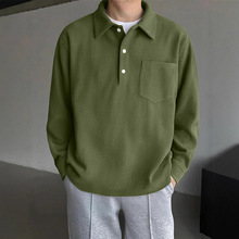 OOTD跨境半开衬衫男士潮牌慵懒风翻领老钱风百搭休闲户外情侣上衣