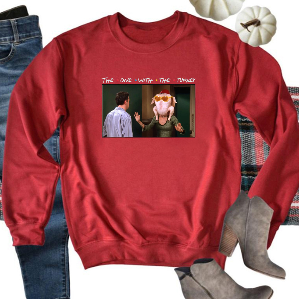 Friends Thanksgiving Sweatshirt Funny Turkey Graphic Hoodie