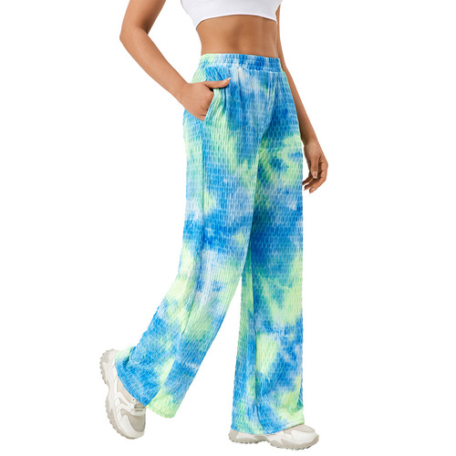 Women's Loose Straight Leg Athletic Lounge Pants with Print Elastic Breathable Running Fitness Pants 42303