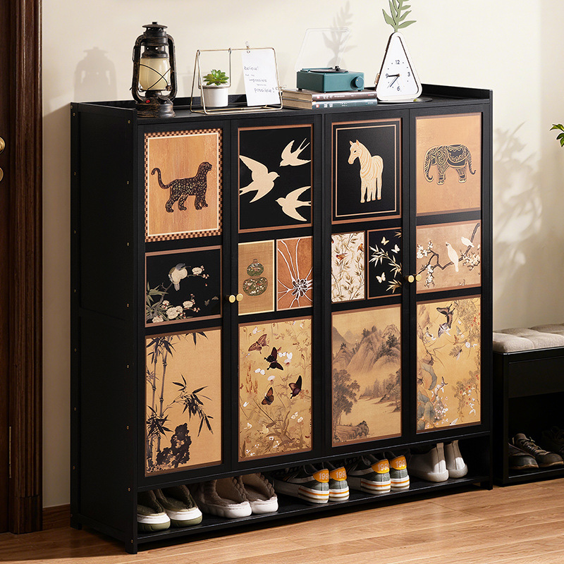 Medieval-Style Retro Shoe Cabinet, Floor-Standing Integrated Cabinet for Entryway, Storage for Hallway, Household Shoe Rack, Simple Multi-Layer, Carefully Selected