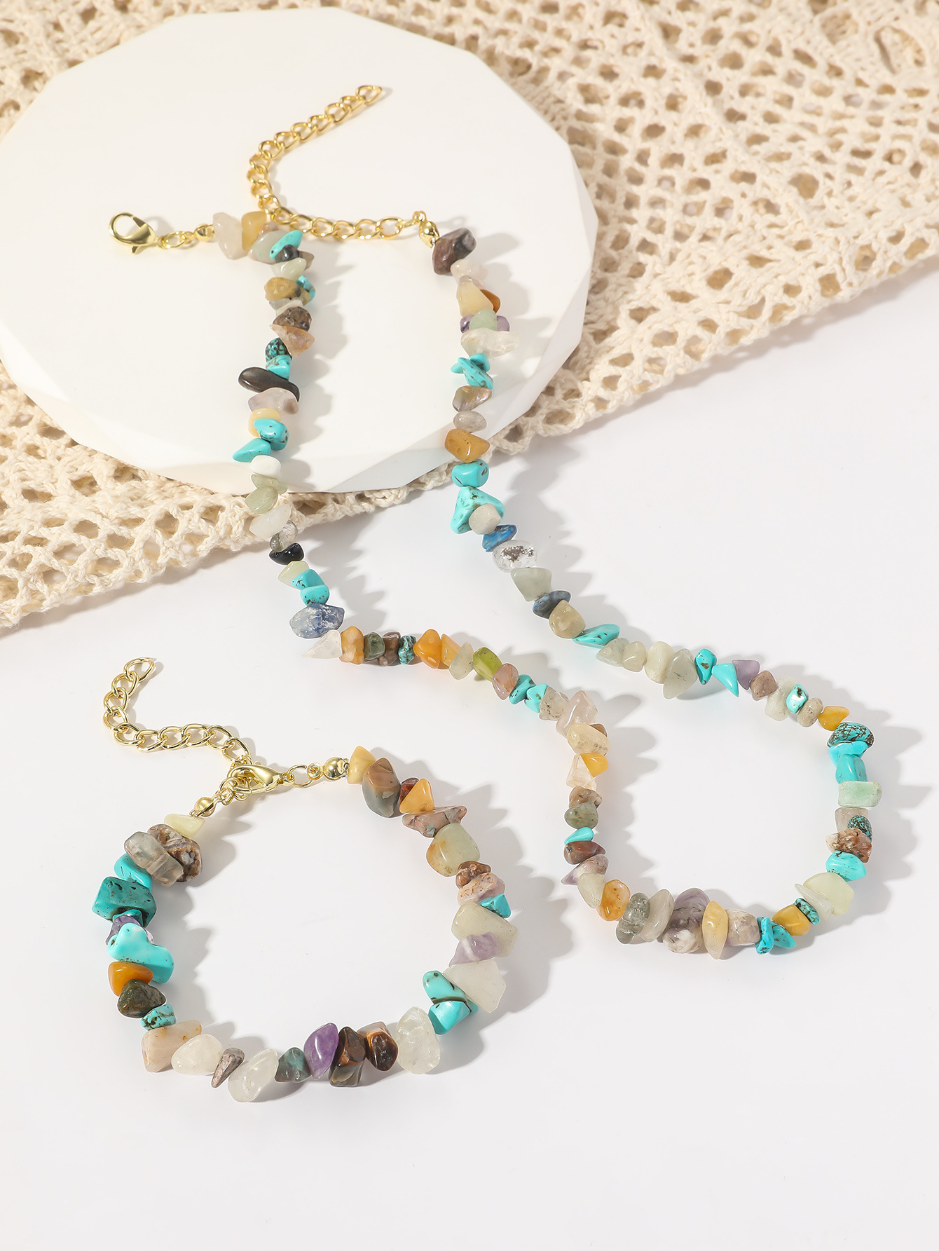 Ethnic Style Irregular Turquoise Beaded Women's Bracelets Necklace display picture 3