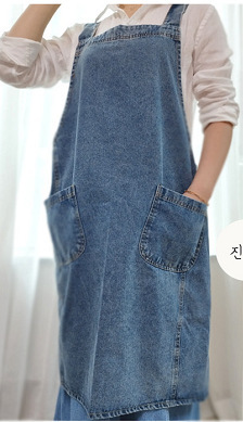 Japanese and Korean washed denim cotton canvas apron smock advertising kitchen bib flower shop manicure work clothes printed with LOGO