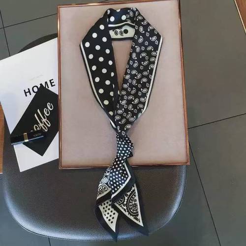 Retro Double-Sided Long Striped Silk Scarf Korean New Style, Matches Shirts, Decorative Necktie, Multi-functional Waist Scarf, Hair Tying, Flowing Ribbon
