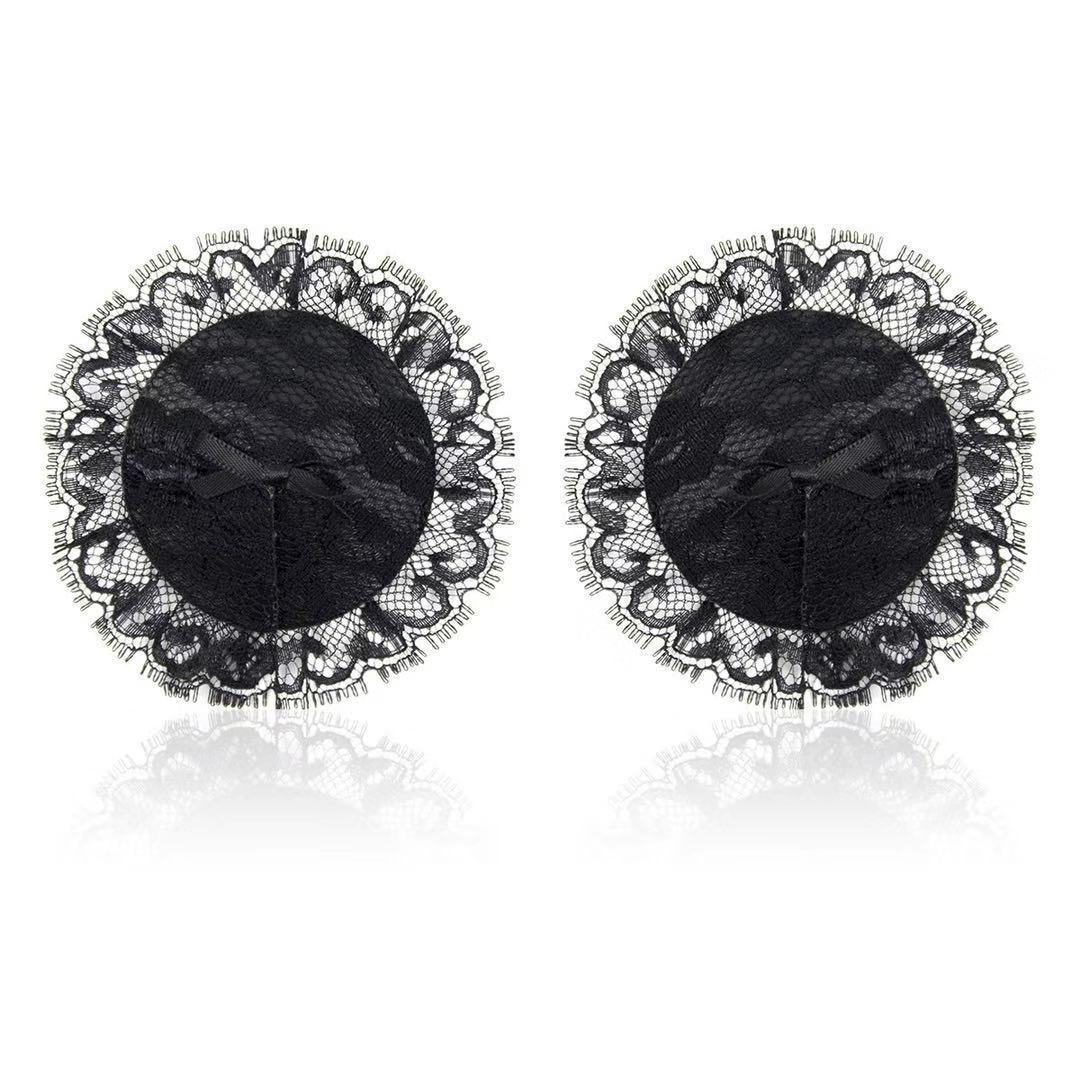 Pasta de mama de encaje de generación de cabello patrón sexy pasta Mimi invisible de encaje de seda negro arco de silicona pasta de mama