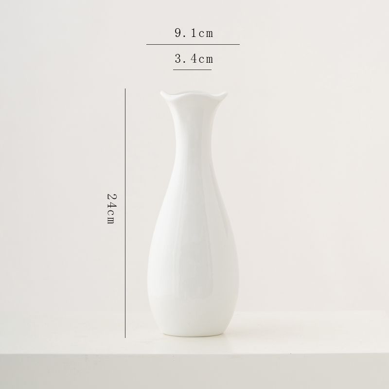 白色现代陶瓷花瓶水养鲜花干花装饰品摆件客厅餐桌摆件花器供应链|undefined