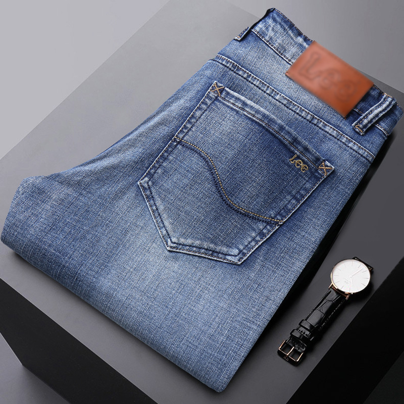 Leedex2022 Spring New Physical Pictures Cross-border E-Commerce for Jeans Men's Elastic Business Straight Tube