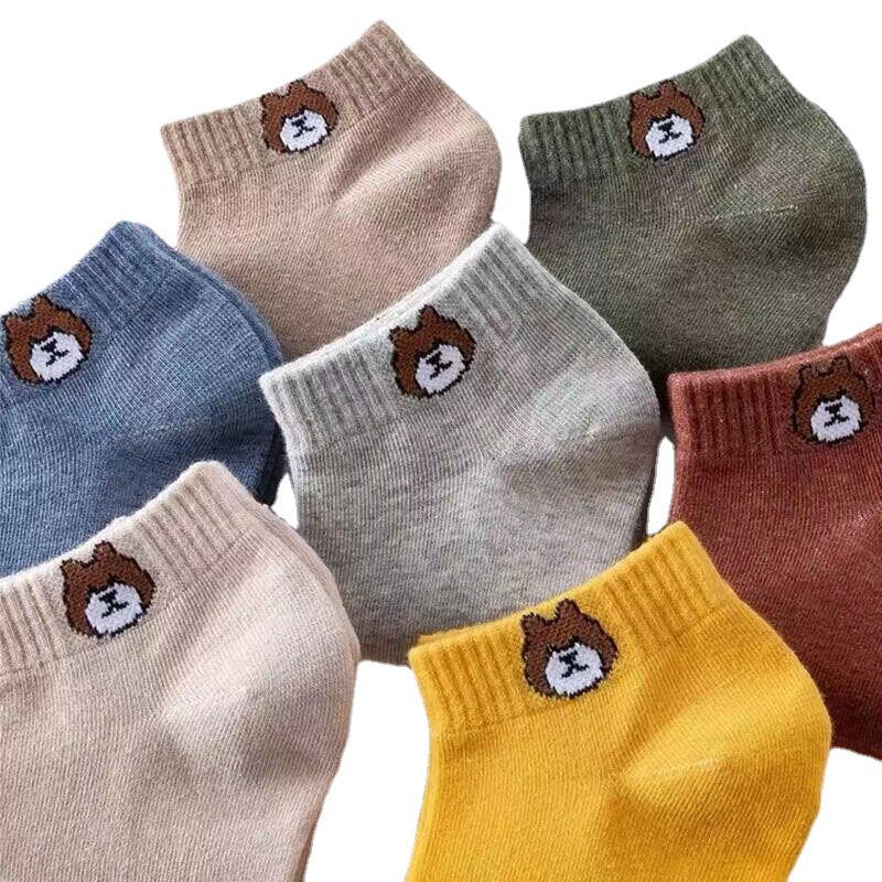 Calcetines de primavera y verano para mujeres calcetines de oso, calcetines de barco poco profundos, calcetines corto, calcetines al por mayor