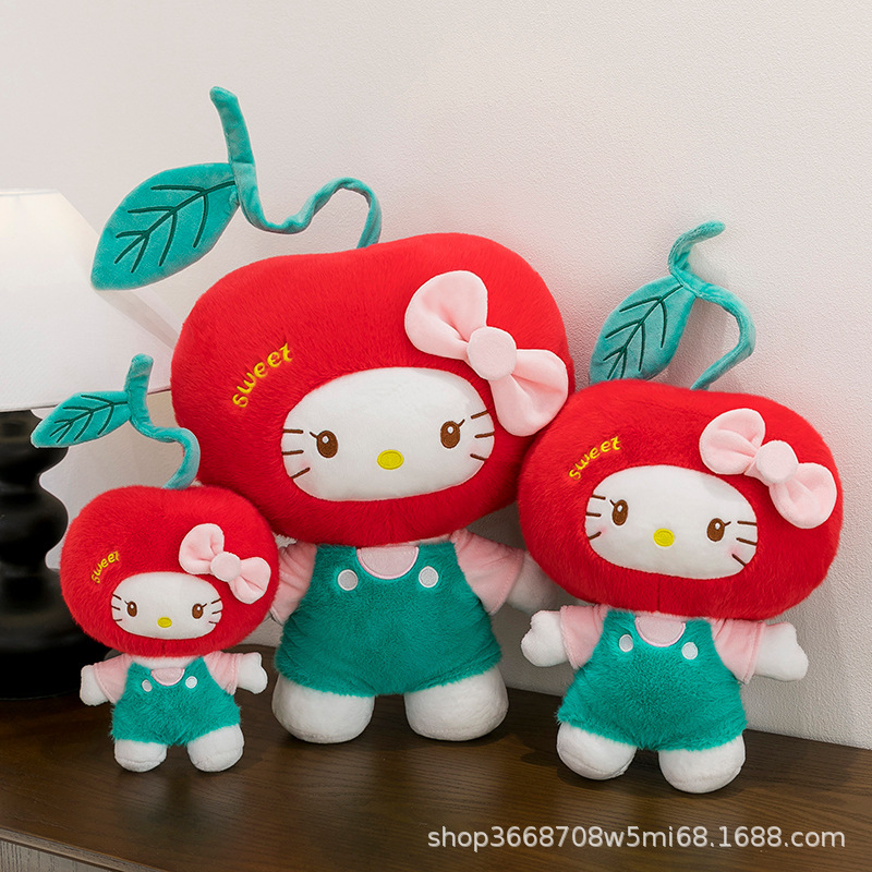 New Cherry Kt Cat Doll Stuffed Toy Hello Kitty Doll Cute Family Ornament Sleeping Pillow Big Gift