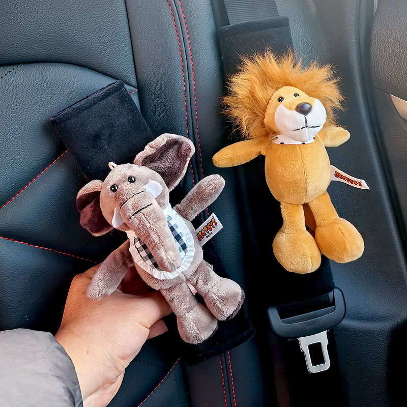 Car Seat Belt Shoulder Cover, Cute Little Animal Plush Anti-Stranglehold Car Decorative Ornaments, New Car Gift for Girls