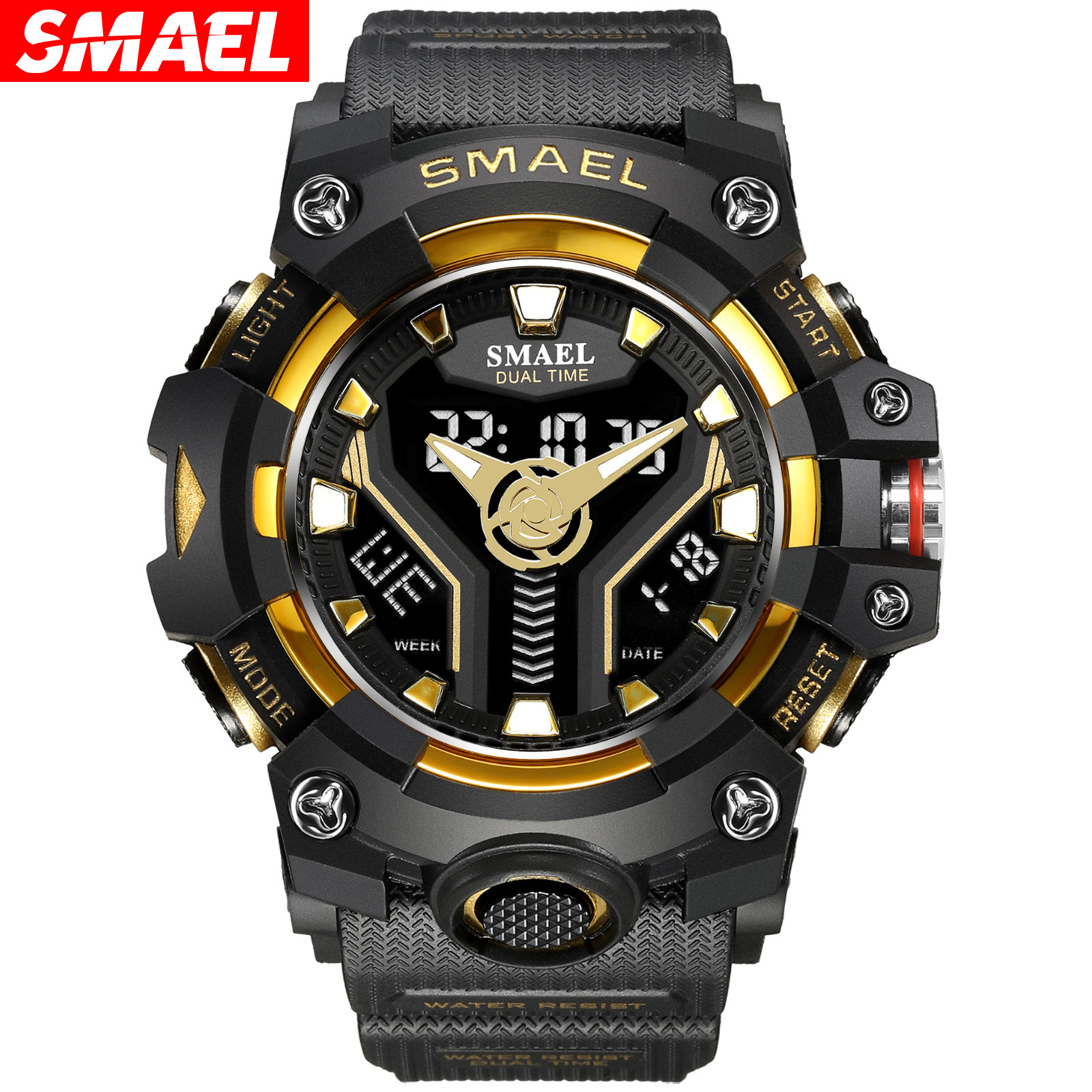 SMAEL Smel nuevo reloj electrónico creativo de los hombres deportes al aire libre multifunción sincronización reloj impermeable 8075