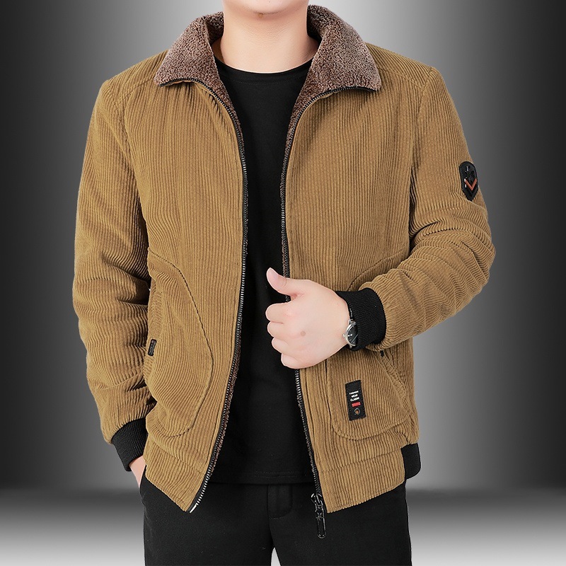 Short winter corduroy keep warm down jacket for leisure