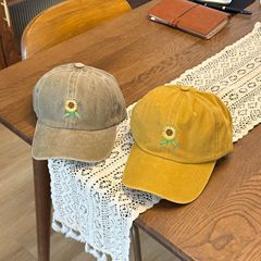 亚马逊热卖太阳花刺绣棒球帽复古水洗鸭舌帽男女户外出游遮阳帽潮