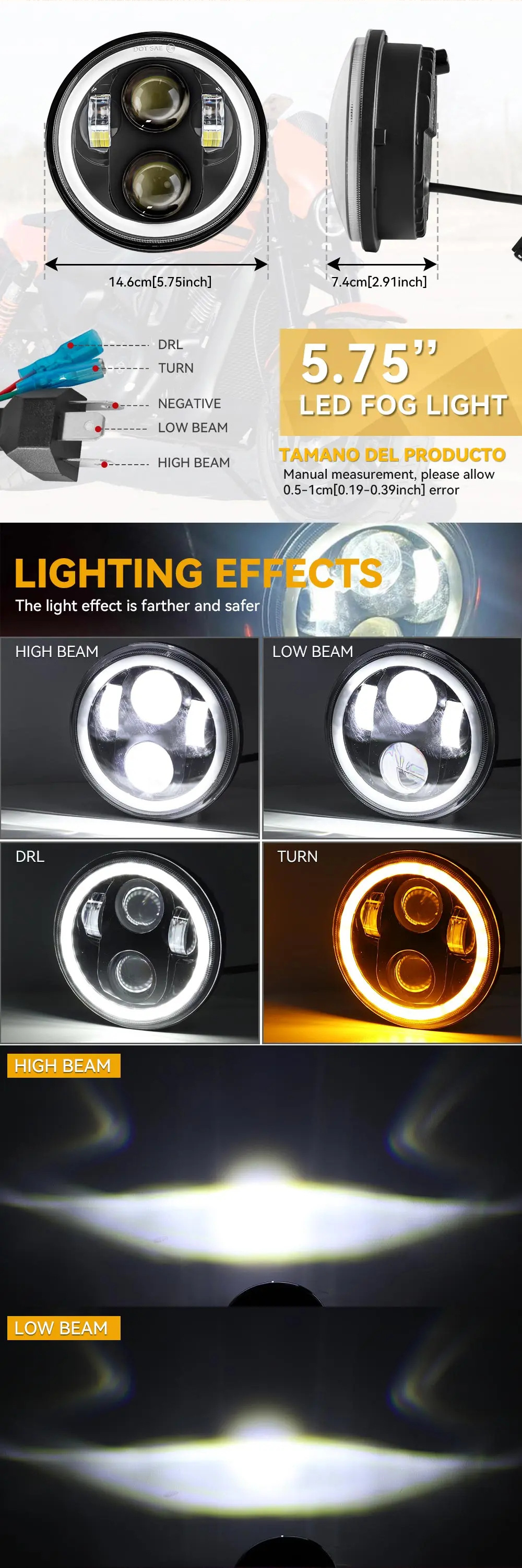 5.75 inch 60W Angel Eye LED Headlight for Harley, Jeep, Motorcycle