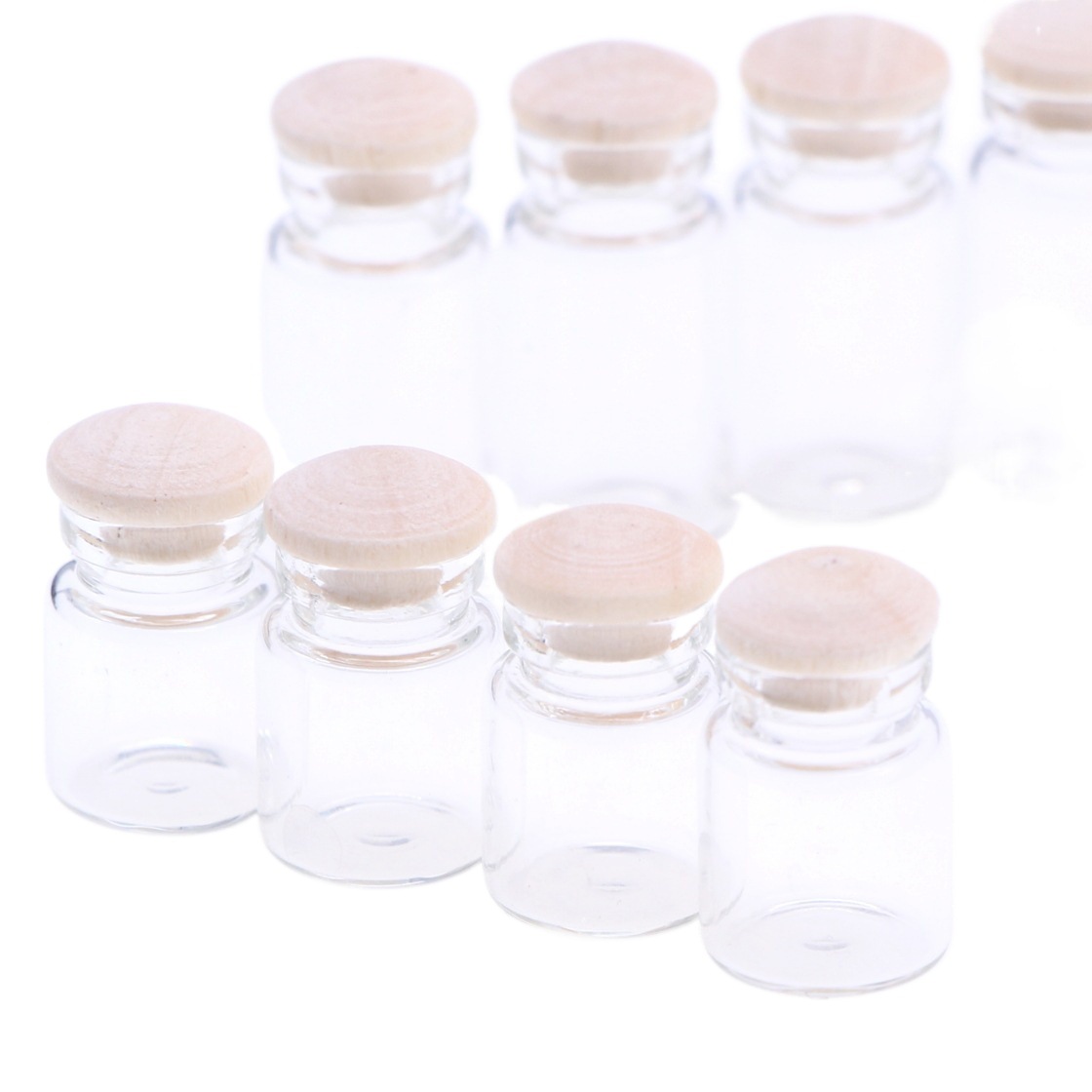 Casa de muñecas mini tarro de caramelo de corcho de vidrio pequeño ragdoll miniatura Cocina Comida y juego escena tarro de almacenamiento transparente