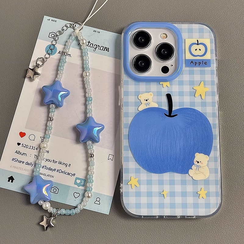 Funda de teléfono de una sola capa con diseño de oso azul para Apple 16 Pro, nueva funda de dibujos animados para iPhone 15 Pro Max para 13.