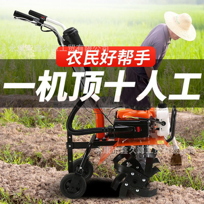 Four stroke Micro cultivator small-scale Agriculture gasoline Rotary cultivator household Weed Ditching Plowing Plough Artifact