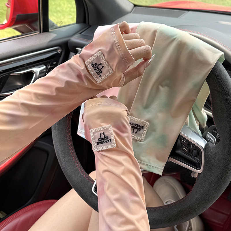 Imitación de guantes de nylon para mujeres de verano anti-UV montar manga de hielo respirable guante de manguito de hielo suelto