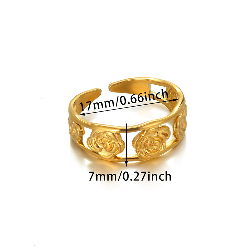 Copper Material PVD Coated Real Gold Plated Geometric 304 Stainless Steel Simple Style IG Style Waterproof Non Tarnish Rings