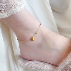 Titanium steel 18K gold heart-shaped anklet for women—new minimalist, nature-inspired design with a subtle, niche appeal, perfect as a trendy Instagram-worthy accessory.