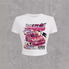 女性のカジュアルで快適なスリムな丸首のガードルの半袖tシャツ