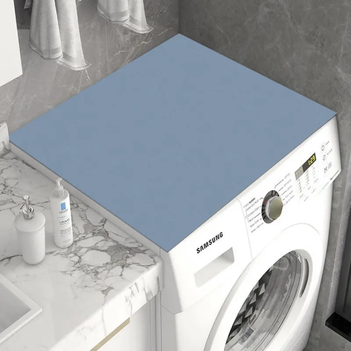 Solid Color Marble Washing Machine Cover Pad Absorbent Non-Slip Household Dirty-Resistant Anti-Dust Bedside Table Table Table Diatom Mud Pad
