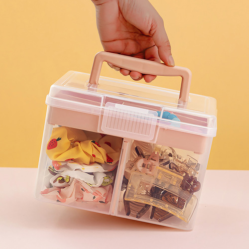 Portable portable children's hair accessories storage box multi-layer divider box hair clips and hair hoops girls' hair accessories jewelry box storage box