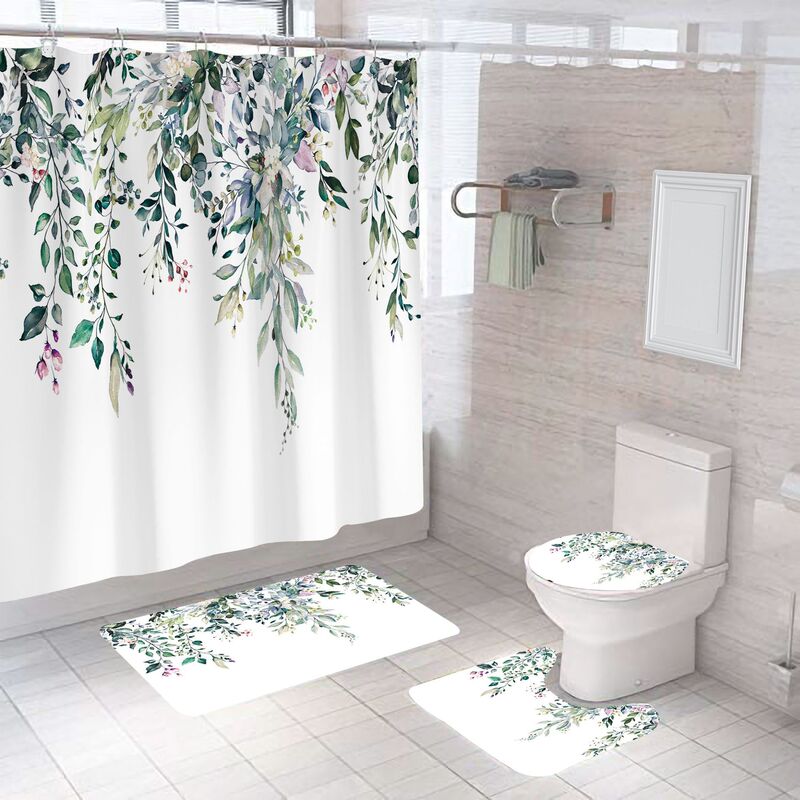 Shower curtain bathroom curtain bathroom curtain leaves Series 3D digital printing non-perforated factory direct supply Shower curtain bathroom curtain bathroom curtain leaves Series 3D digital printing non-perforated factory direct supply