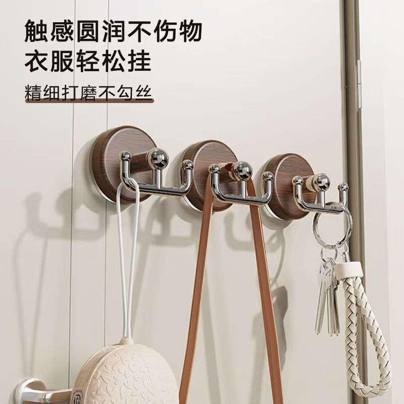 吸盘木纹挂钩门后衣帽挂钥匙挂卫生间浴花挂钩免打孔壁挂置物挂钩|undefined