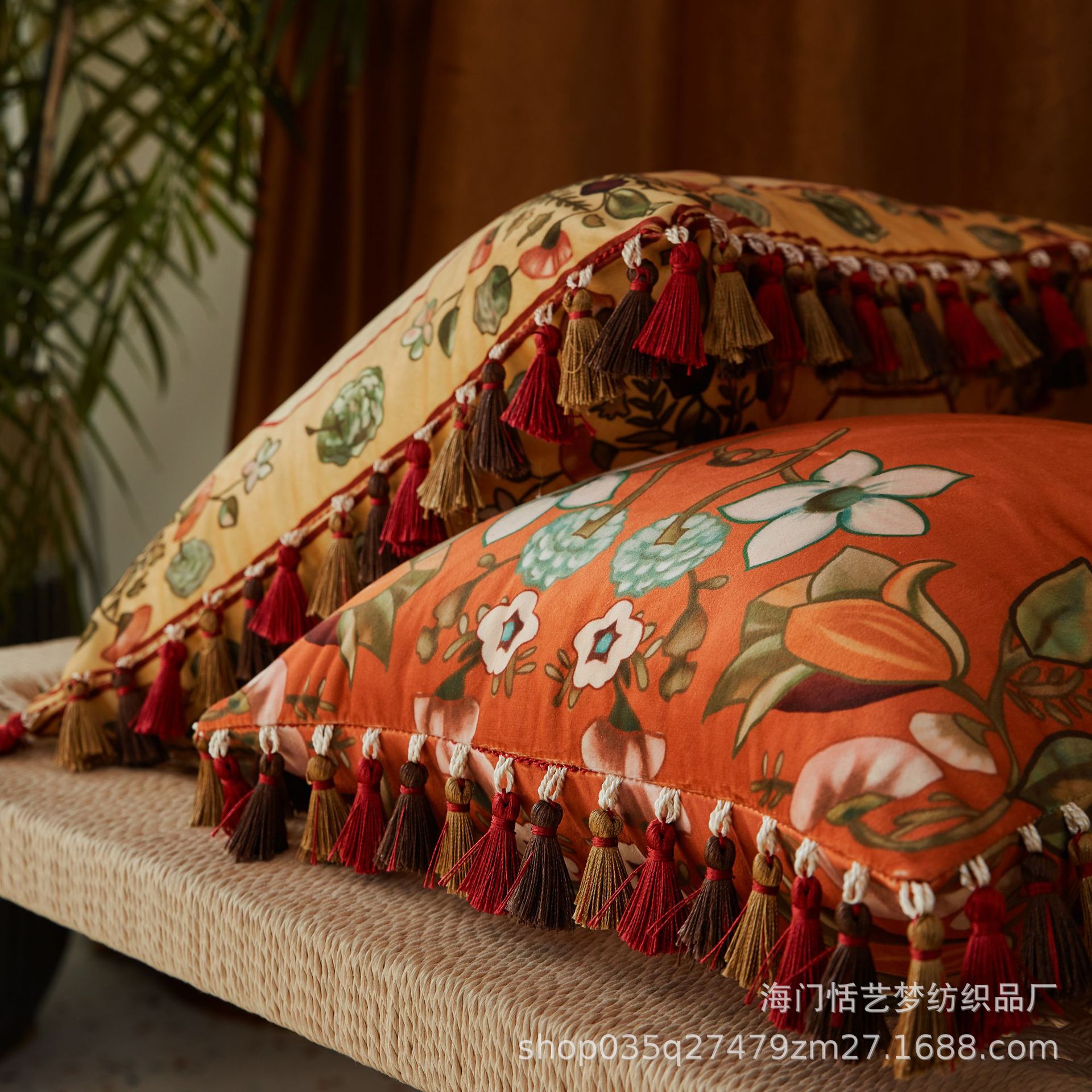 出口美国手绘复古美式抱枕乡村客厅沙发床头靠枕垫靠枕套-阿里巴巴