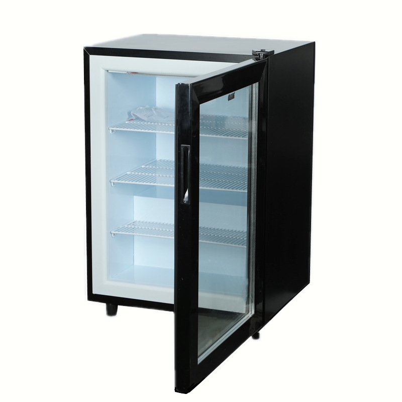 Puerta de cristal transparente Tienda de helados de congelación rápida gabinete Durian vitrina congelador 98L completo congelado mini refrigerador