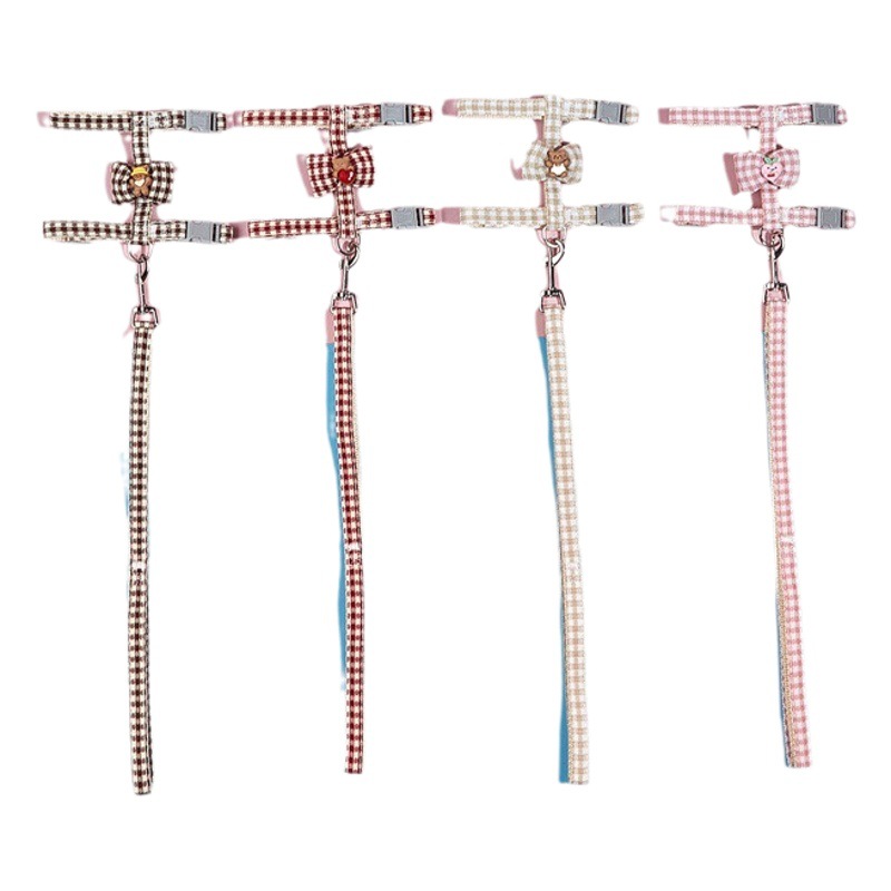 Cross-border ajustable mascota gato Plaid muñeca traje de cuerda de tracción perro pequeño perro cuerda en forma de I correa para el pecho