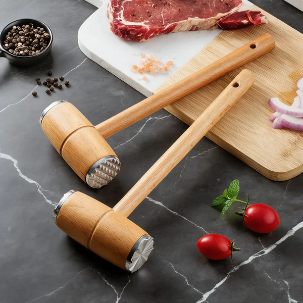 Solid Wood Steak Hammer Beech Wood Meat Tenderizer Kitchen Household Meat Tenderizer Tool Meat Hammer Pounding Tool