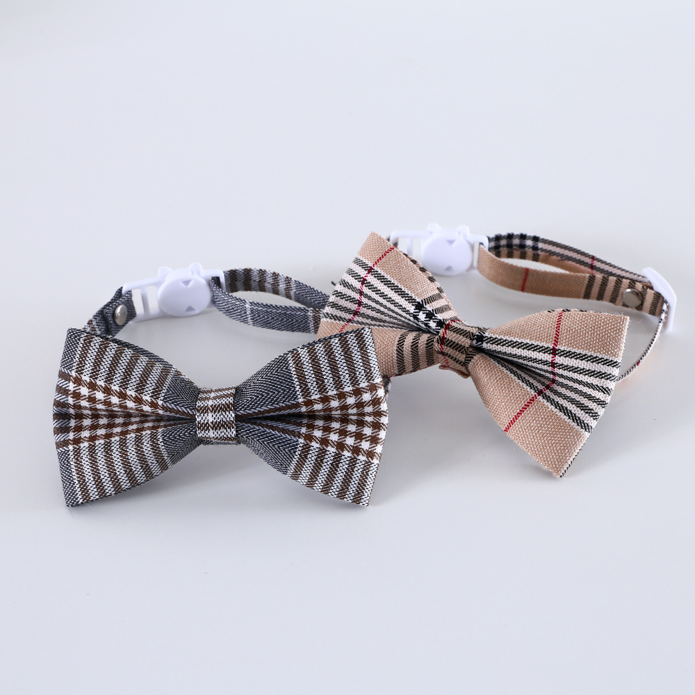 Pet British gentleman plaid striped bow tie collar cat dog antisuffocation accessoriespicture4