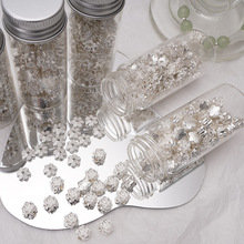 亮银色合金莲花花托串珠隔片DIY饰品配件手工制作手链项链隔珠