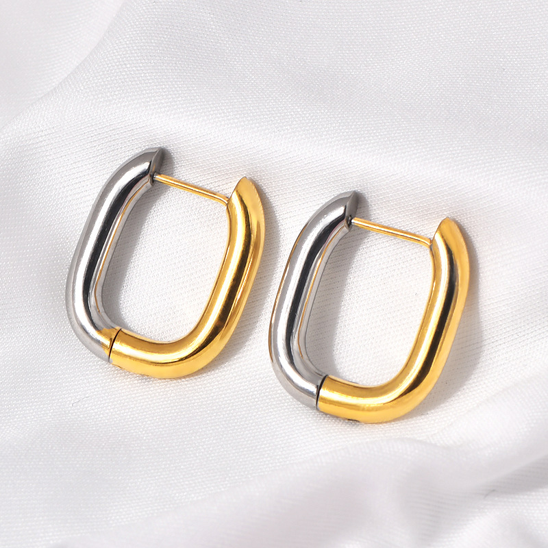 1 Pair Simple Style Commute U Shape Plating Titanium Steel Earrings display picture 4