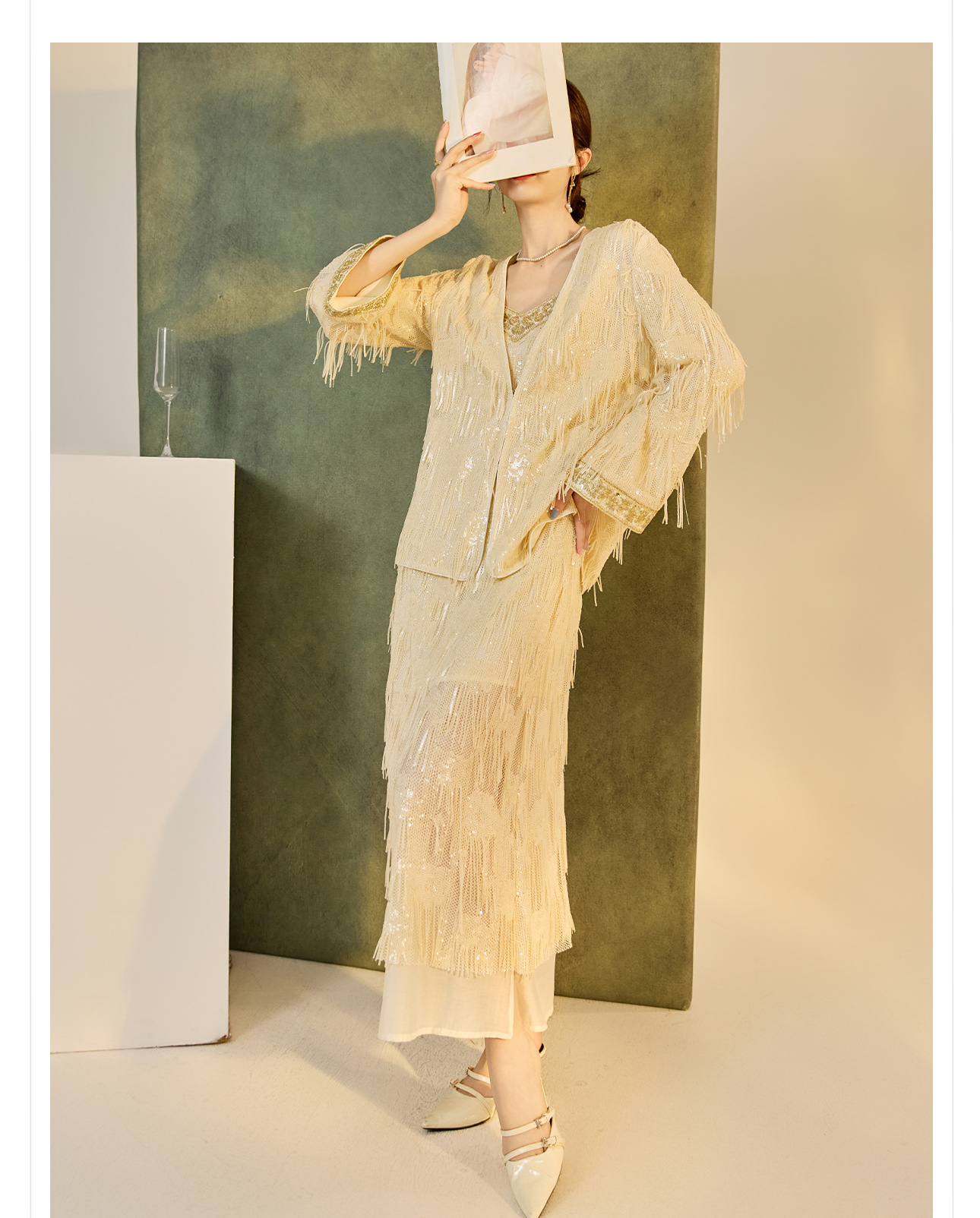 Áo khoác cardigan nữ cổ chữ V thêu tua rua — mơ chi tiết 11