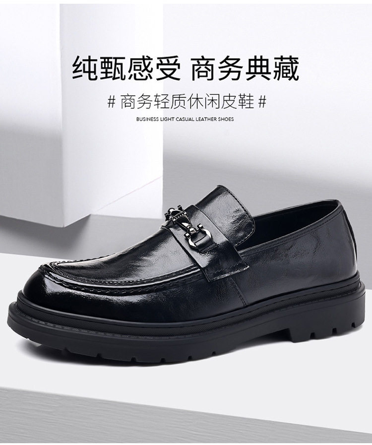 Giày da nam công sở cổ thấp mũi nhọn da bò hai lớp đế cao su mềm, kiểu giày lười buộc dây — F6863 chân màu nâu, F6863 mẫu giày trượt chân màu đen chi tiết 2