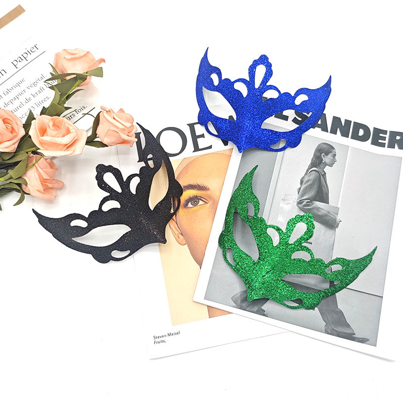 Halloween nueva máscara de mitad de cara polvo brillante corolla retrógrado máscara retrógrada misteriosa máscara de maquillaje de alto nivel máscara de baile