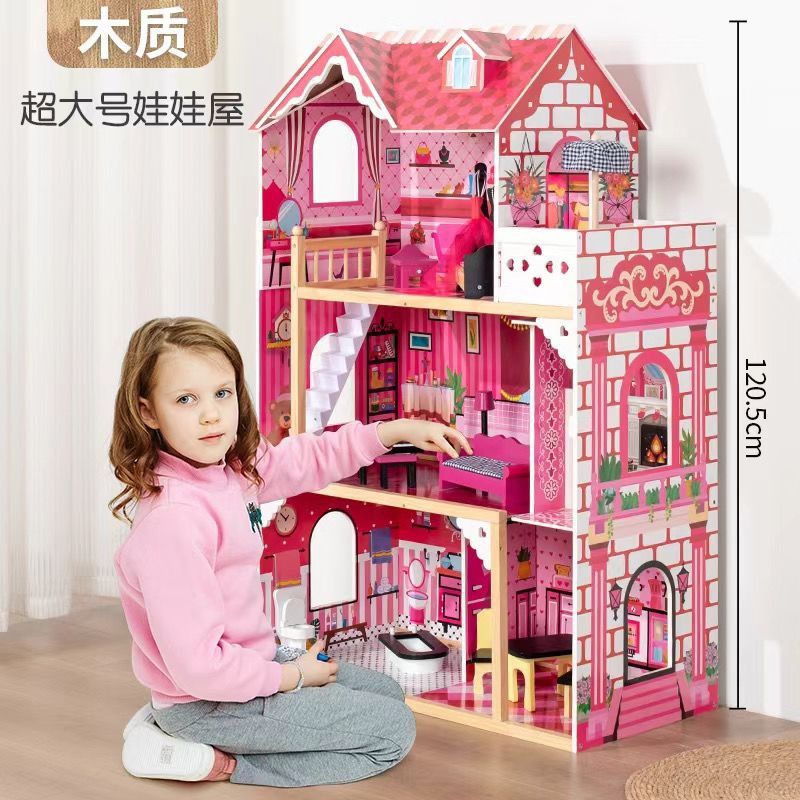 Juguetes de cocina de madera casa de juguetes de madera de simulación de casa de villa regalos de cumpleaños de madera para niños y niñas