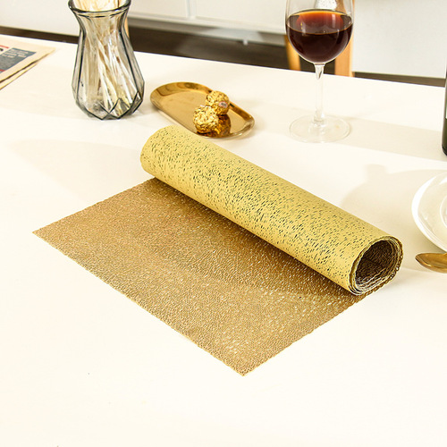 Scandinavian light luxury gold Alice table flag, hotel solid color dining table, decorative home use waterproof anti-slip heat insulation table mat