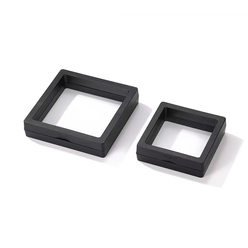 PE film jewelry storage box DIY floating anti-oxidation earrings transparent square counter display jewelry prop box