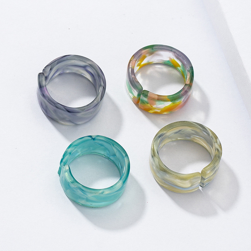 Fashion Color 4 Resin Ring Set display picture 6