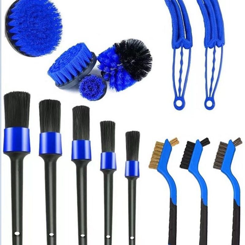 Amazon household car beauty cleaning 14 pcs set electric drill brush air conditioning brush engine compartment brush tire brush
