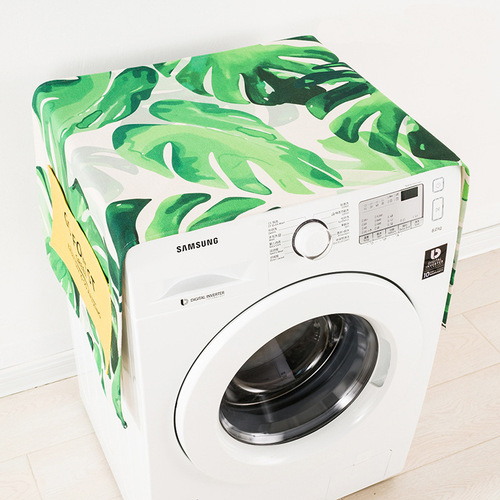 Nordic Green Leaf Refrigerator Dust Cover Fabric Waterproof Sunshade Automatic Drum Washing Machine Cover Storage Bag