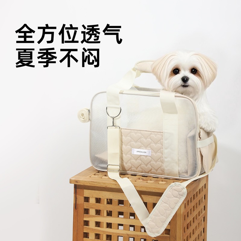 猫バッグ春と夏軽量通気性ペットトラベルバッグポータブルクロスボディ通気性猫バッグ抗ストレス小型犬バッグ|undefined