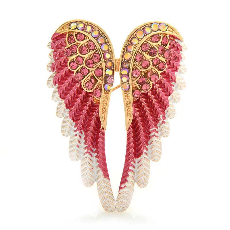 Personalized Simple Angel Wings Brooch for Women, Korean Fashion Versatile Enamel Pin, Alloy Rhinestone Brooch Accessory