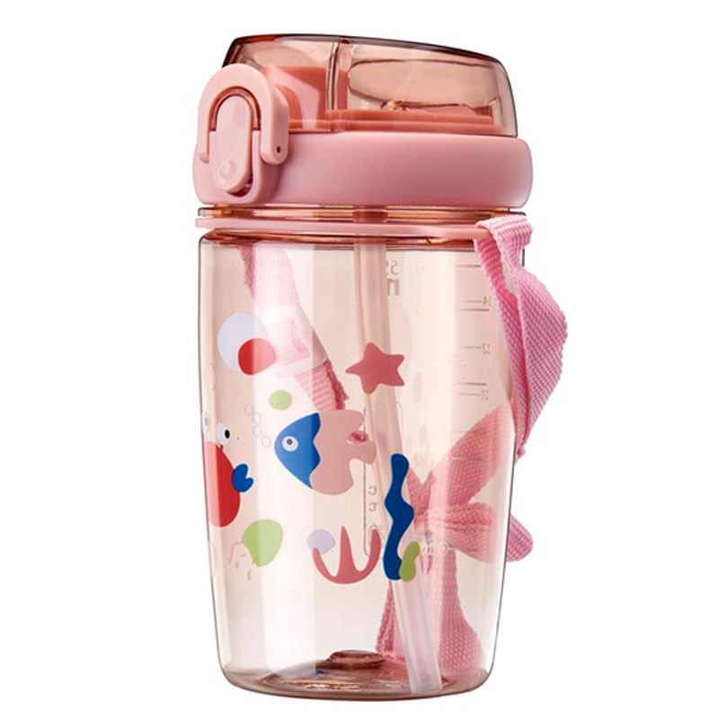 Tritan taza de agua hembra lindo niños de alto aspecto portátil crossbody Copa Internet celebridad estudiante doble bebida deportes hervidor de agua botella